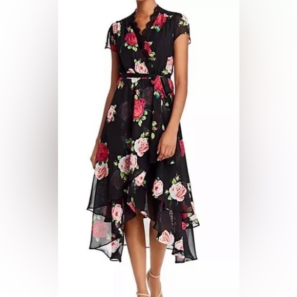 Betsey Johnson Floating Roses Faux Wrap-Front Dress 18W - Picture 1 of 7